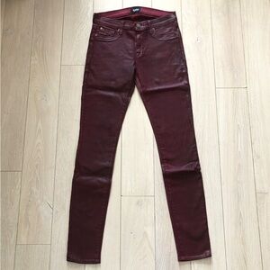 Hudson Nico Super Skinny Jeans in Burgundy Made in USA Size 28